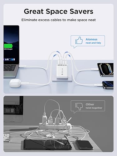 Miniatura 8 de Paquete de 2 Cargadores de Pared USB C, Bloque Cargador Rápido USB C de 40W y 4 Puertos con Puerto Dual QC+PD 3.0 Adaptador de Energía, Cargador de