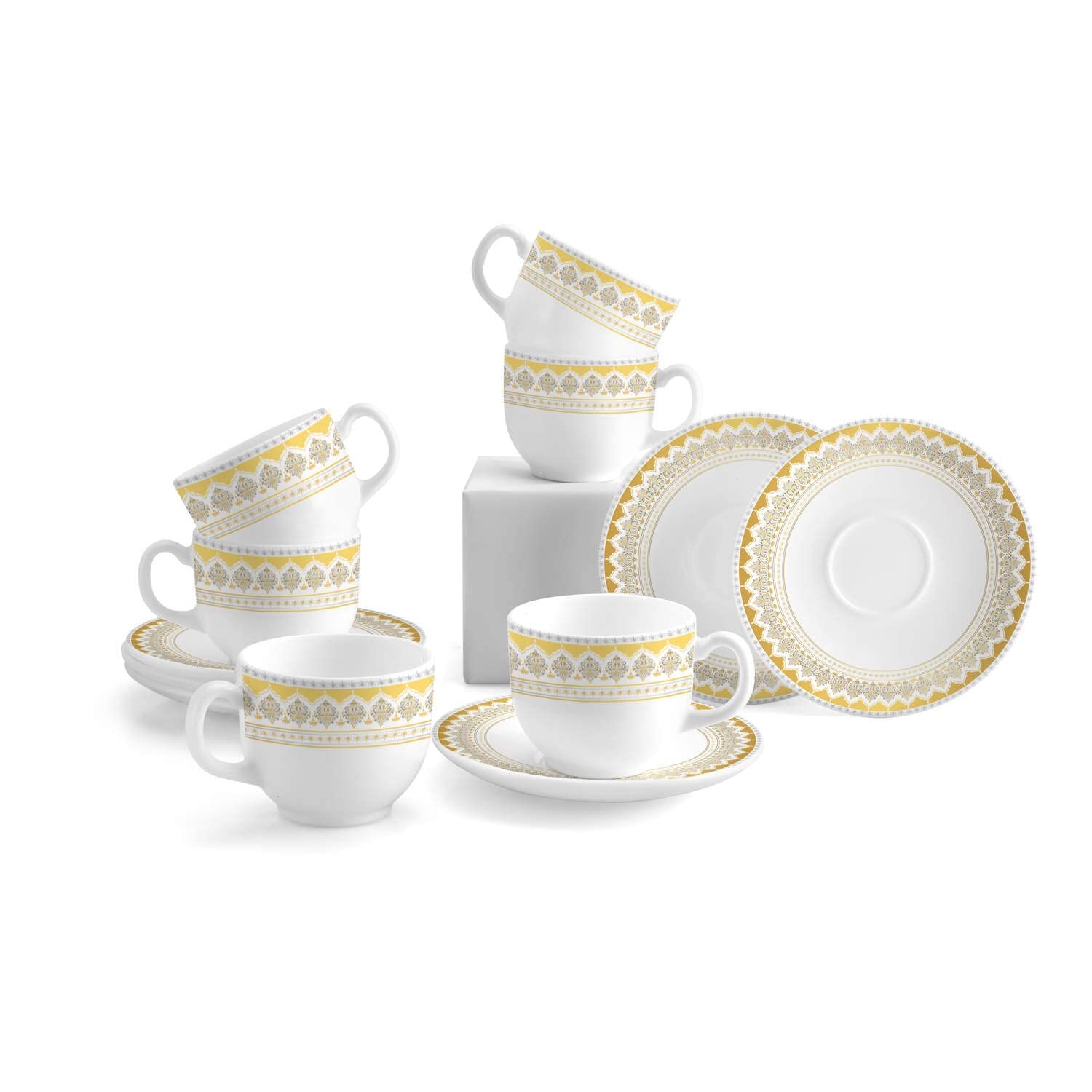 Buy Cello Oplaware Divine Victoria Cup and Saucers Set, 160 ml, (6