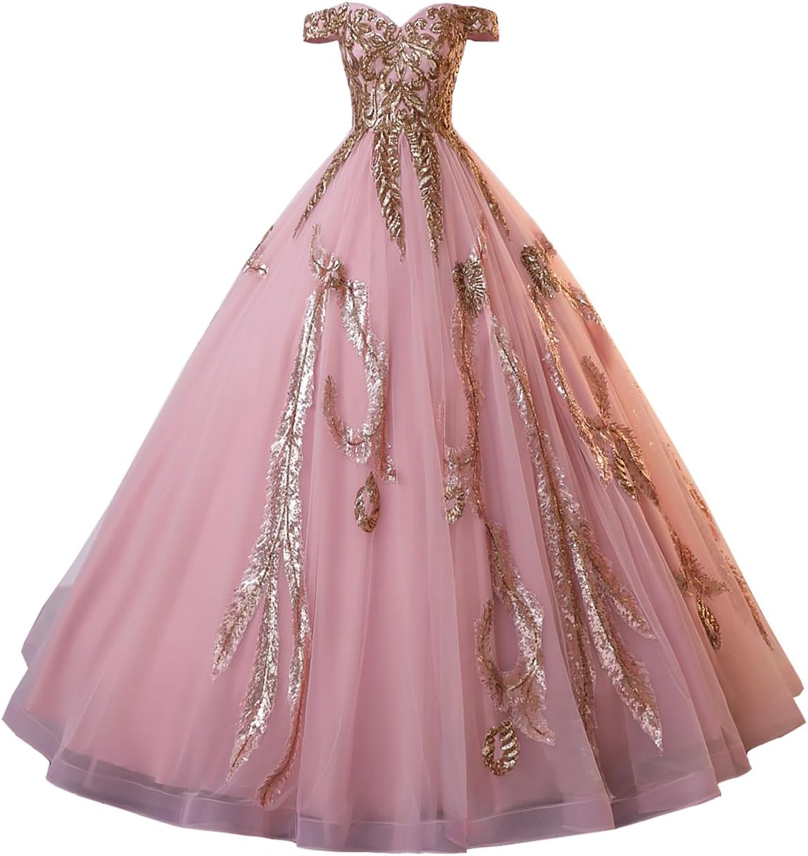 Women's Off-Shoulder Sequins Lace-up Quinceanera Dress Ball Gown
