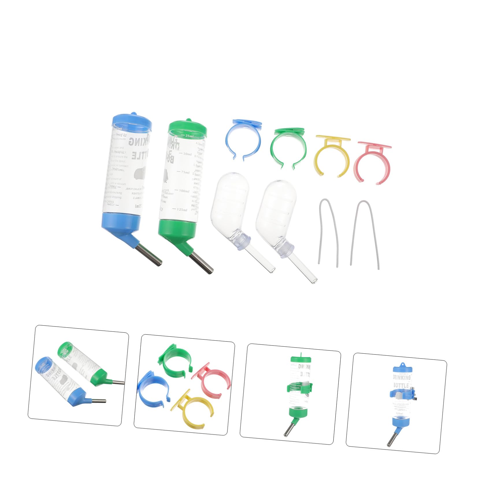 DOITOOL 12pièces Bouteille Eau pour Petits Animaux Abreuvoirs pour Hamsters Hérissons Cobayes Et Rongeurs Étanche Et Anti-Fuite Et Facile à Installer Design Transparent pour