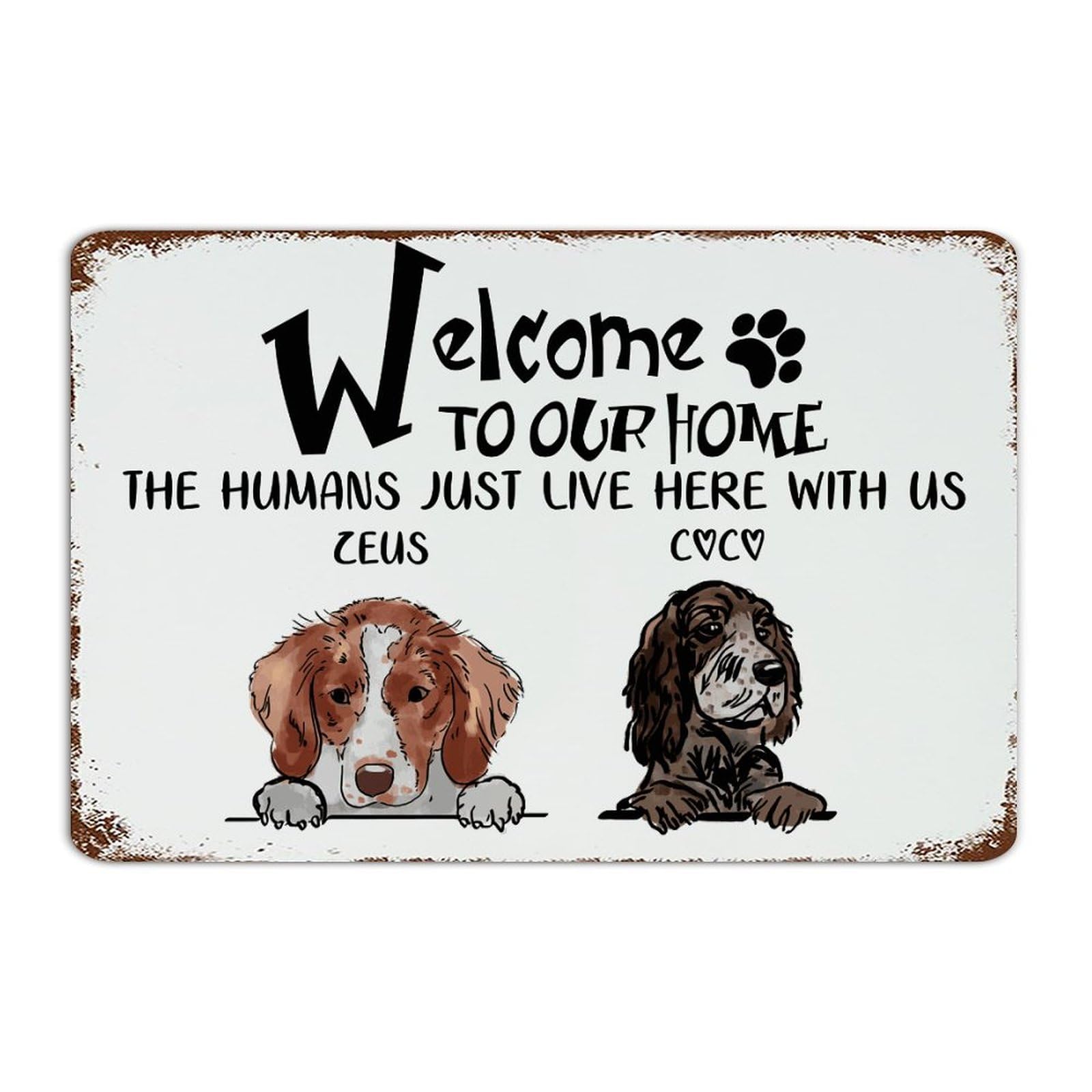 Plaque en métal Welcome to Our Home 30x45 cm décoration murale pour salon et jardin