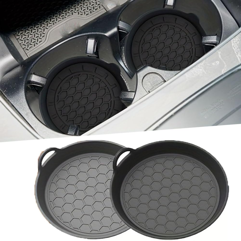 2pcs Non-Slip Drink Holder Coasters, Soft Silicone Pads, Compatible with Renault Megane II MK2 2,Black