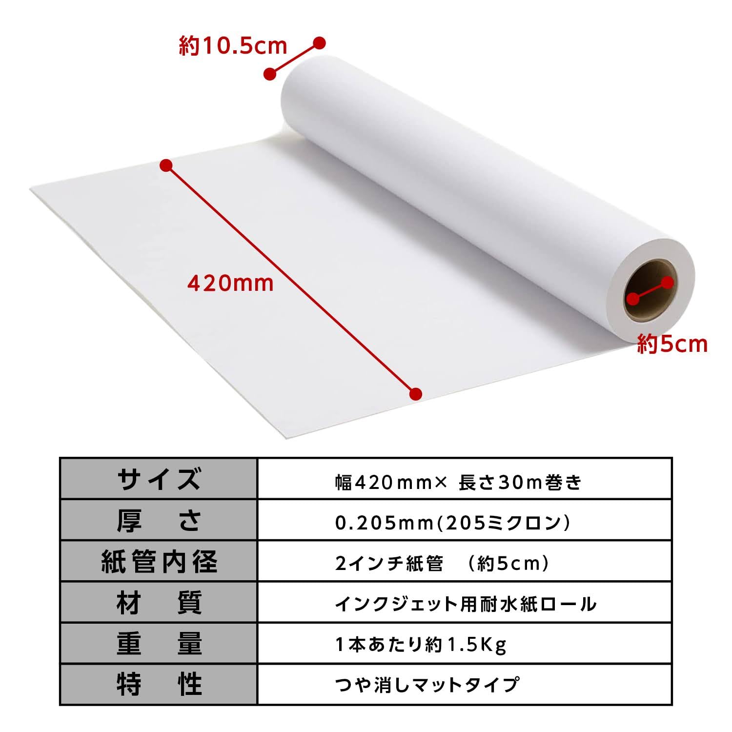 Amazon | A2 ロール紙 耐水紙 インクジェット 幅420㎜ 耐水ロール紙