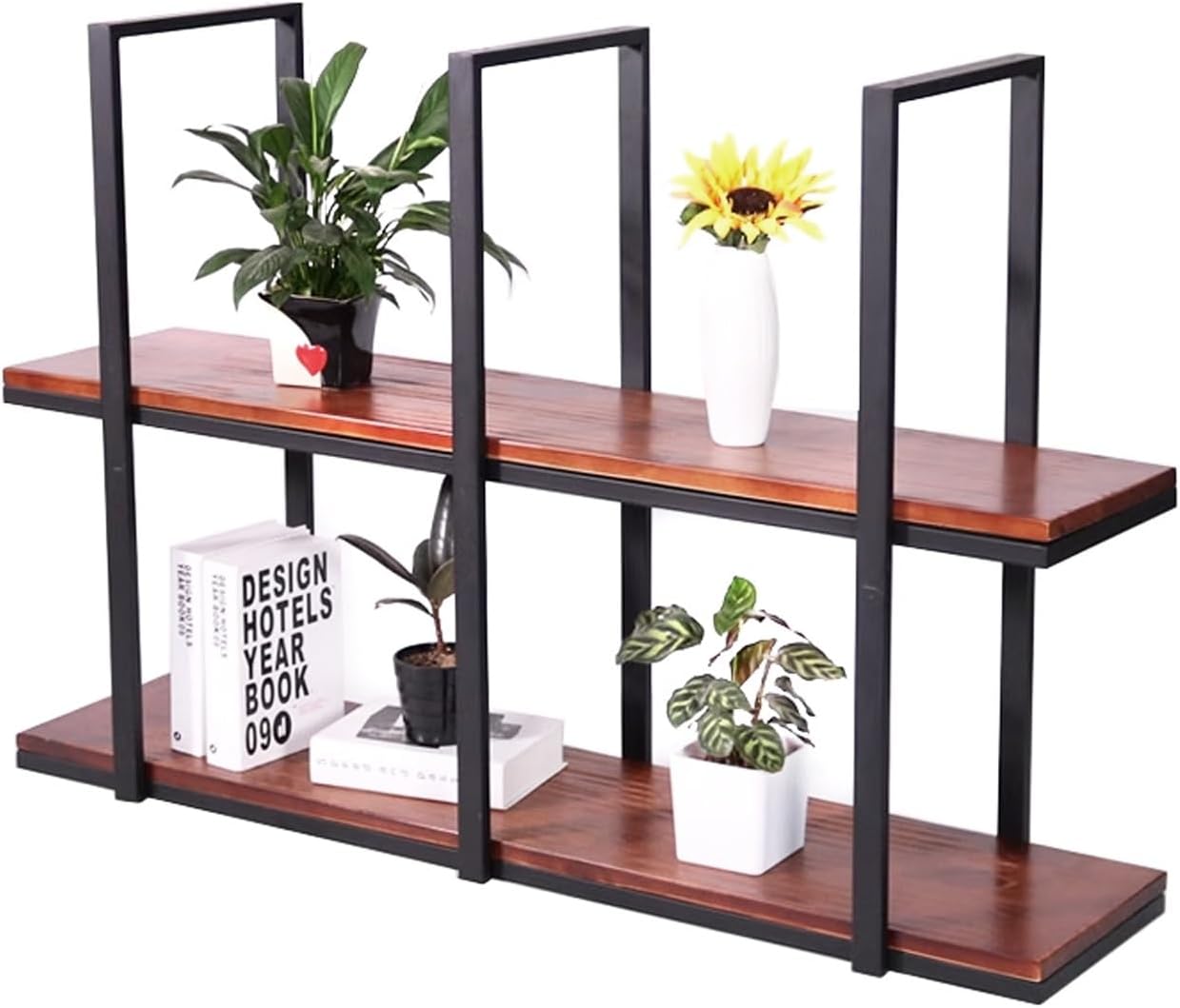 Ceiling Hanging Shelf for Storage | Wall Mounted Pot and Pan Shelving | Floating Plants and Books Display Rack with Metal Frame (130x30x80cm)