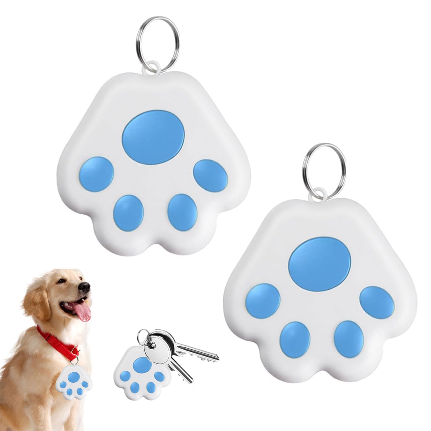 UOEPOWA 2 Pcs Bluetooth Key Finder Locator, Mini Item Finder, Portable Tracker Device Mobile Tracking Smart Anti Lost Dog Locator for Pets Keys Wallets Luggage, Kids, App Control
