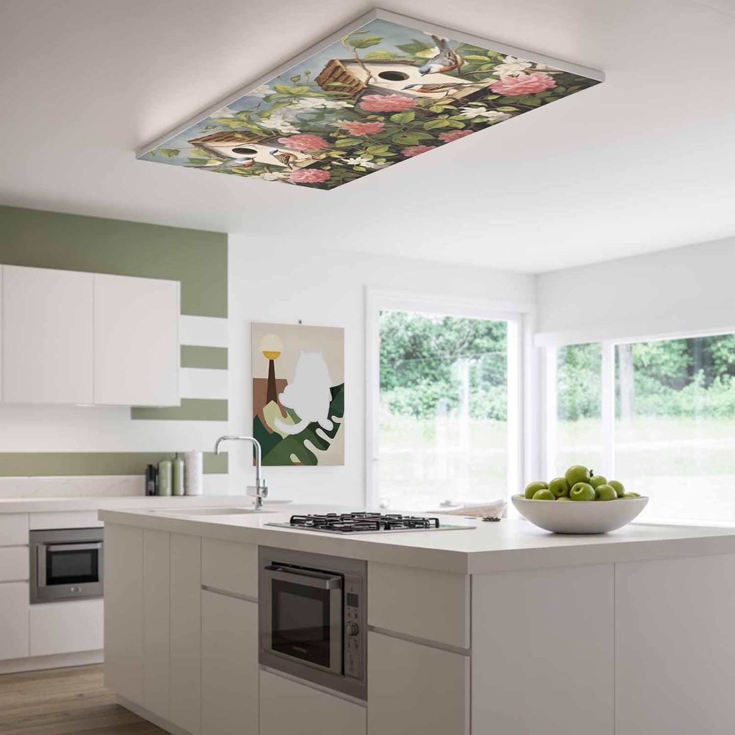 Spring Birds Leaves Fluorescent Light Covers Birdhouse Pink Flowers Magnetic Light Filters Ceiling Lighting Panel Shade for Classroom Office Home 2 x 4 ft, 4 Pack