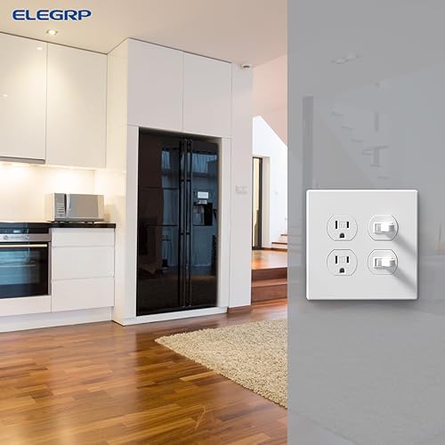 Miniatura 5 de ELEGRP Placas de pared dúplex sin tornillos de 2 segmentos, cubierta frontal termoplástica irrompible de tamaño mediano para toma de corriente