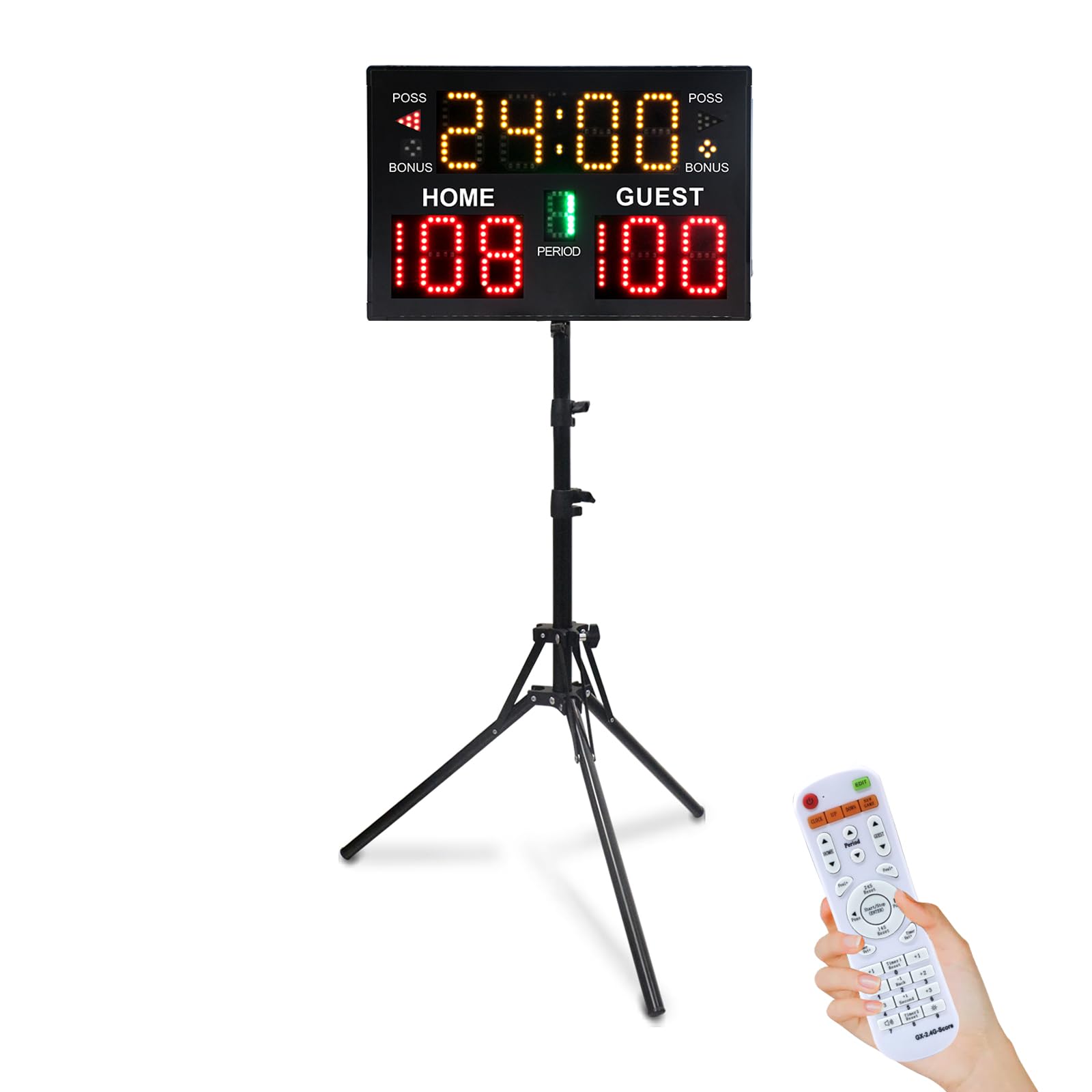 YZ 電池式電子バスケットボールスコアボードタイマー時計スタンド付き、壁掛けモルック 得点板デジタイマータイマーリモコン付き、ポータブルスポーツタイマー野球/卓球/バスケットボール/サッカー/スポーツに適用