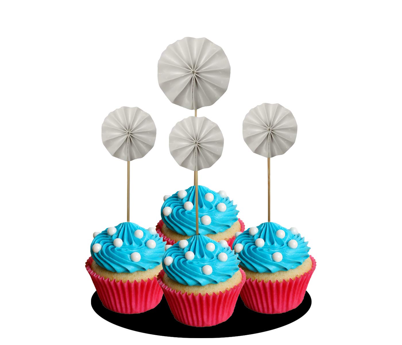 AMFIN® Fan Cupcake Cake Toppers - White 3