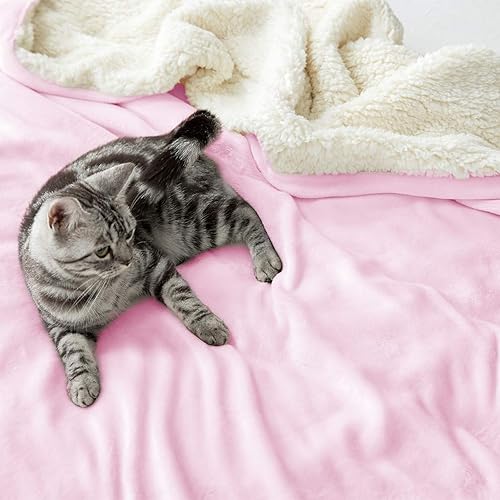 Miniatura 6 de LBRO2M Manta de cama de forro polar sherpa, mullida, cálida, súper suave, acogedora y esponjosa, para sofá de microfibra (rosa, individual (65 x 90