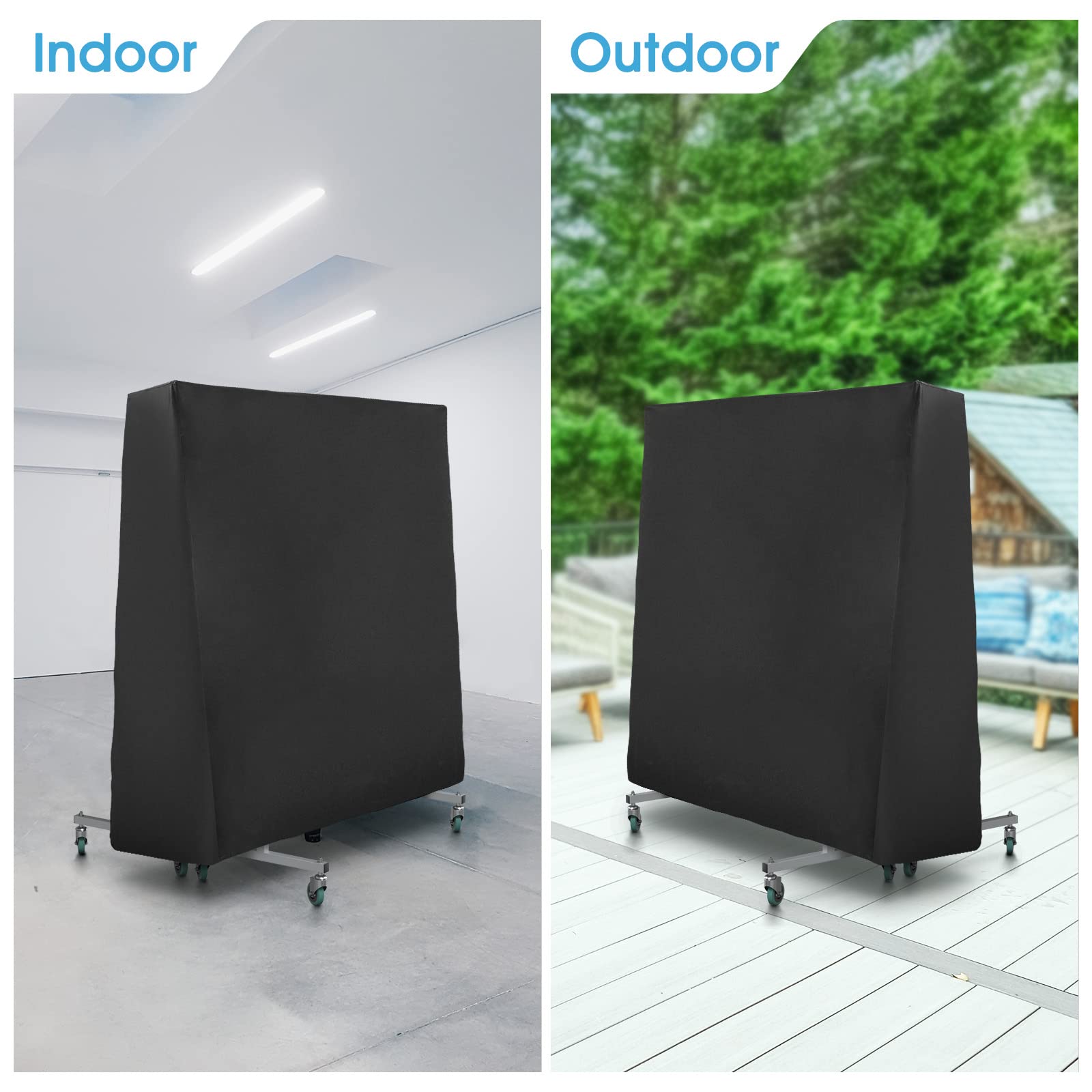 Copertura per Tavolo da Ping Pong, GUANJUNE Copertura per Tavolo da Ping Pong Impermeabile per Esterni e Interni, Anti-UV e Antivento (165 × 70 × 185 cm)