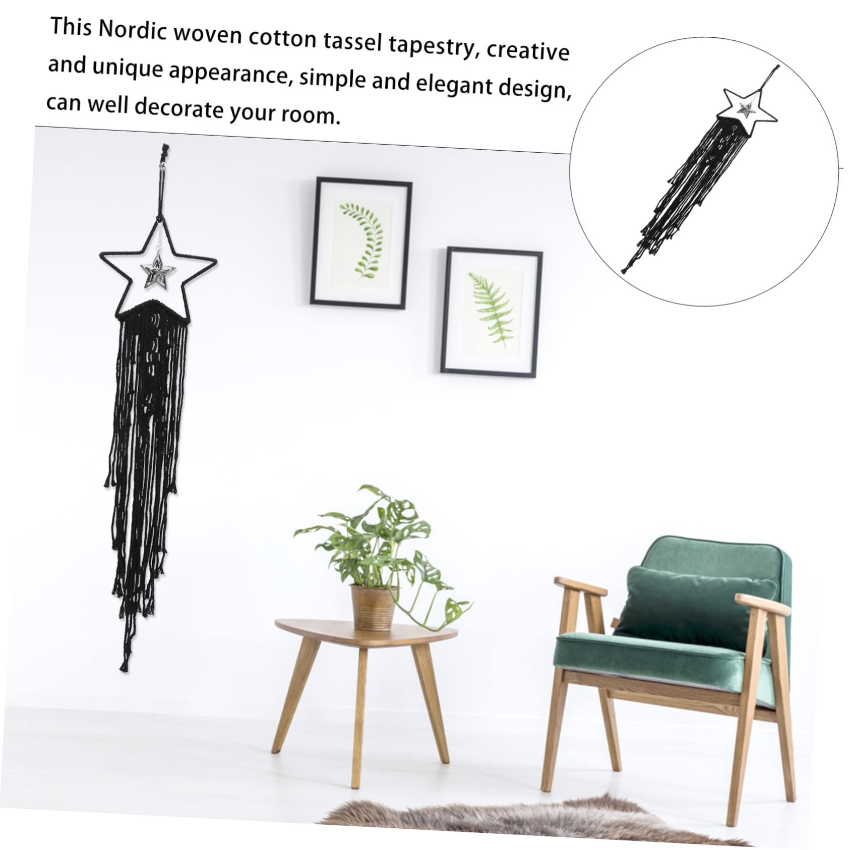 BESPORTBLE Star Hanging Cloth Hanging Dream Catcher Baby Nursery Decor Moon Decor Window Trim Baby Room Decor Black Decor Miniature Roof Scroll to Weave Mural Cotton Thread Girl