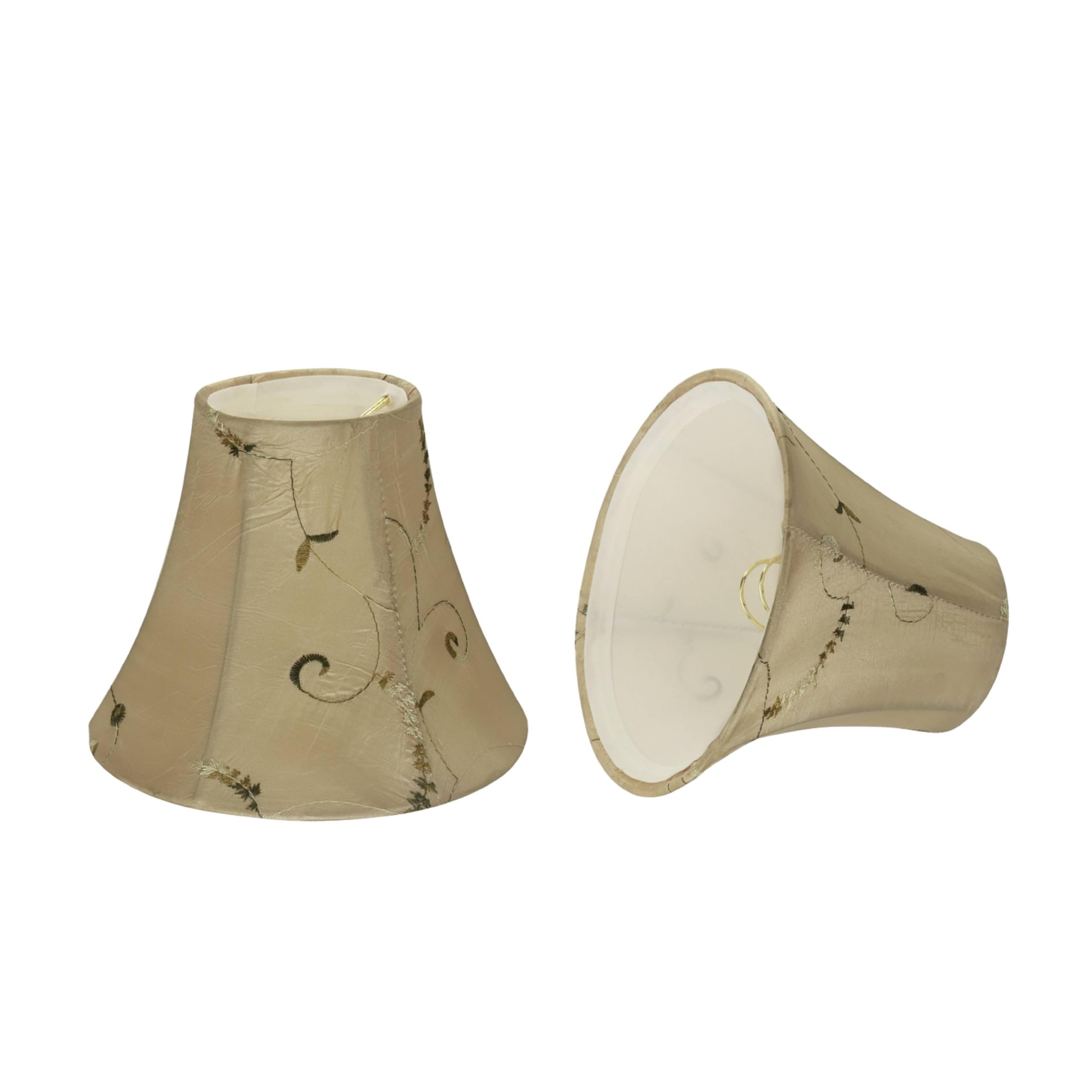 Aspen Creative 30009 Small Bell Shape Chandelier Clip-On Lamp Shade, Gold, 3" Top x 6" Bottom x 5" Slant