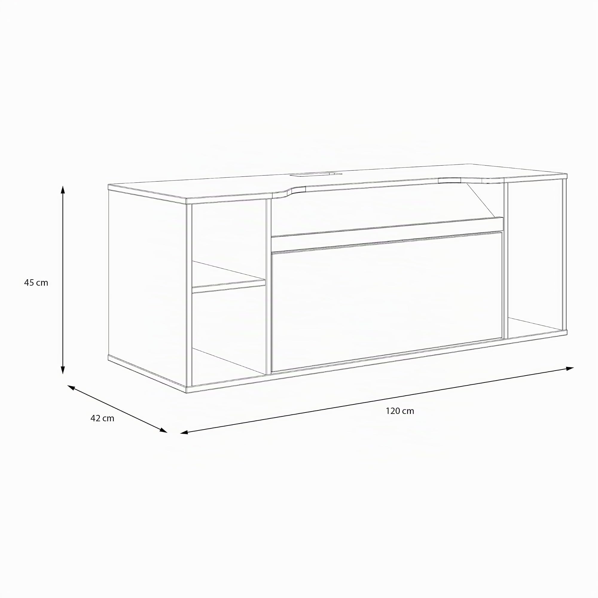 Forte TEZAUR TV-Schrank 120, moderner TV Schrank, hängend, Schwebeoptik, Beleuchtung, Wohnzimmer, Jugendzimmer, Holzwerkstoff, Schwarz, 120 cm breit x 45 cm hoch x 42 cm tief