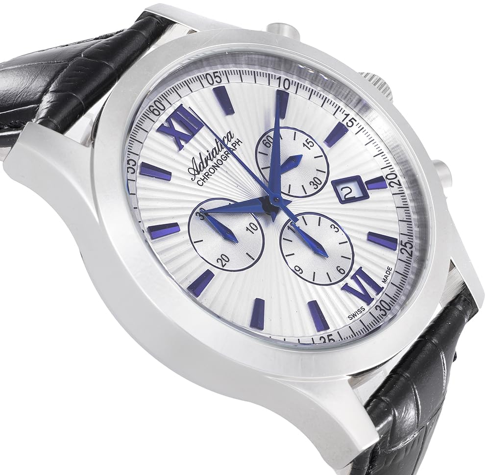 Adriatica Zegarek Męski z Chronografem, Pasek Skórzany, Mechanizm Kwarcowy, Datownik, Model A8140.52B3CH
