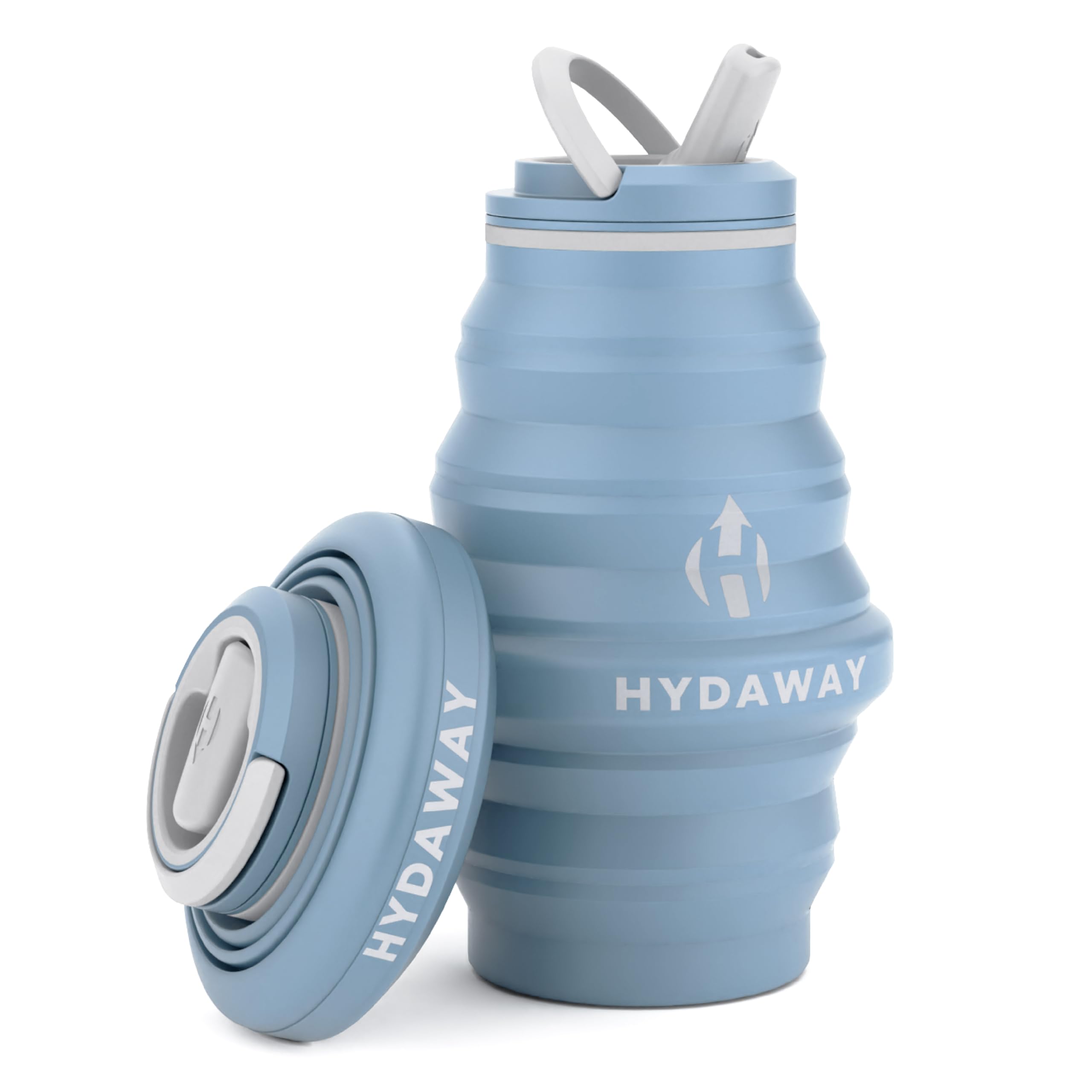 HYDAWAY Collapsible Water Bottle - 17oz I Reusable Water Bottles with Flip Top Lid for Travel, Hiking, Backpacking I Portable & Leakproof, Food-Grade Silicone, BPA Free, Collapse to 1.5”