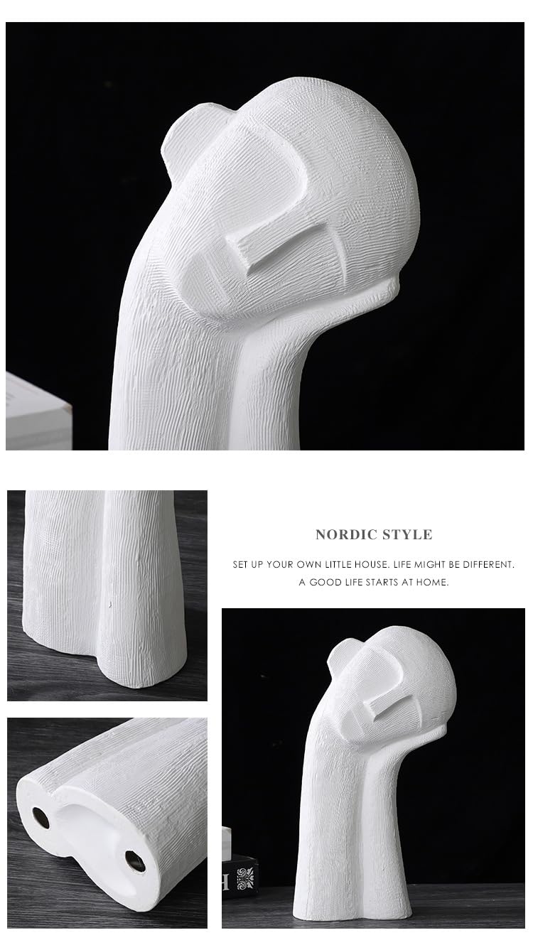Cutfouwe Denker Skulptur Deko Dekofigur Abstrakter Kunst Keramik Statue Dekoration Moderne Wohnzimmer Schlafzimmer Büro Regal Schreibtisch Dekorationen Home Decor Geschenk,Weiß