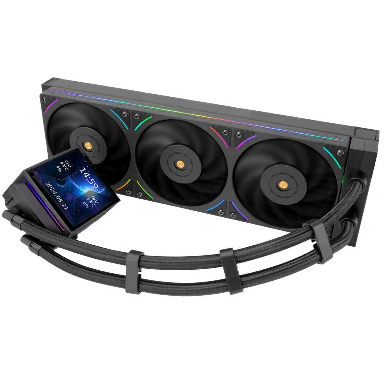 TR-Thermalright Hyper Vision 360 UB ARGB Black Liquid CPU Cooler, schermo LCD IPS da 3,95" con risoluzione 480 x 480, radiatore da 360 mm, per AM4/AM5, LGA1851/1700/115x