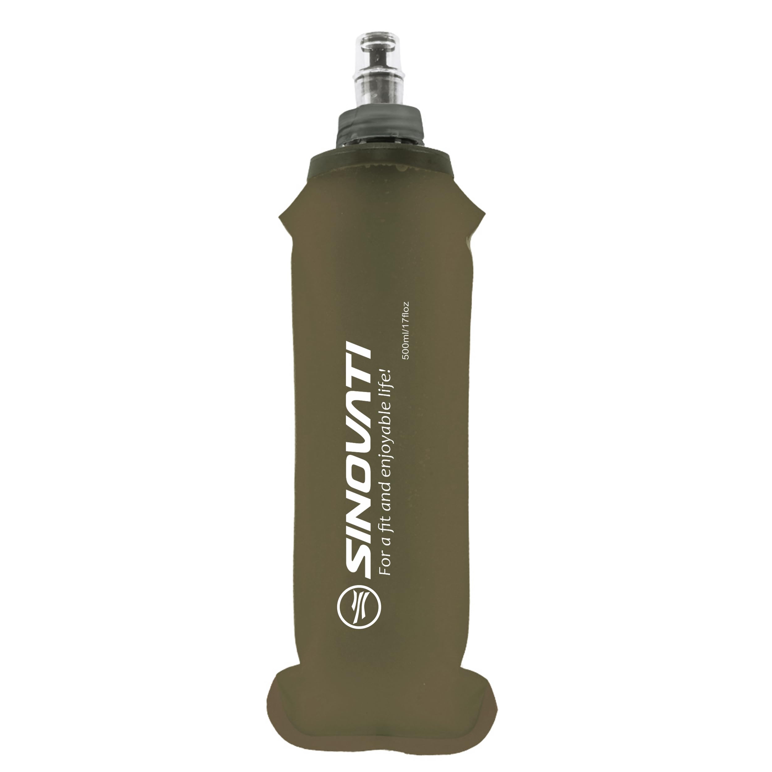 SINOVATI Borraccia pieghevole in poliuretano termoplastico, morbida, senza BPA, per lo sport, per bicicletta, escursionismo, jogging, trekking, campeggio e arrampicata (colore grigio scuro, 500 ml)