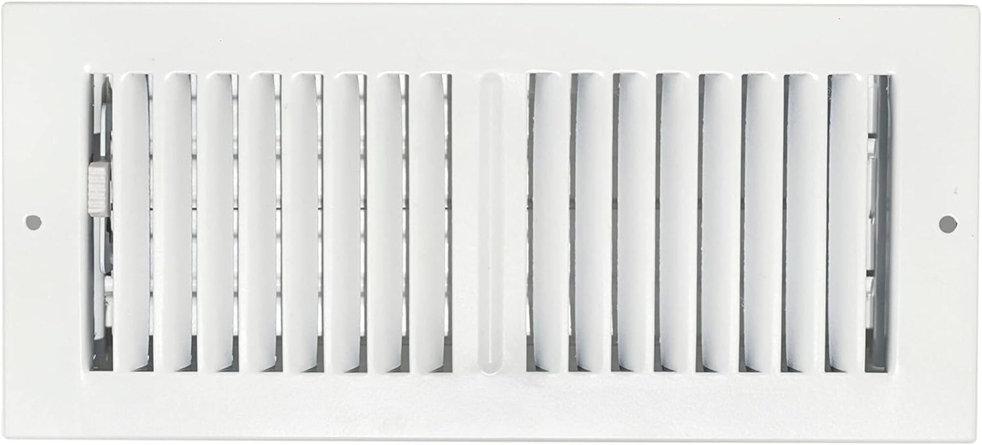 4" x 10" White Sidewall & Ceiling Register 2 Way – Steel Air Vent Cover, HVAC Supply Grille for Wall or Ceiling, Fits 4x10 Duct Opening, Heavy Duty Register