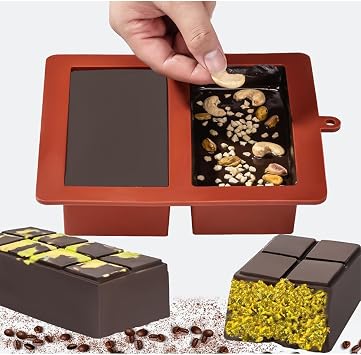 Chocolate Moulds,1 PCS Food Grade Silicone 2.5cm Deep Red Baking Mold for DIY Chocolate Bars, Ice Cubes & Protein Bars | 19x21cm | Dishwasher Safe & Heat-Resistant