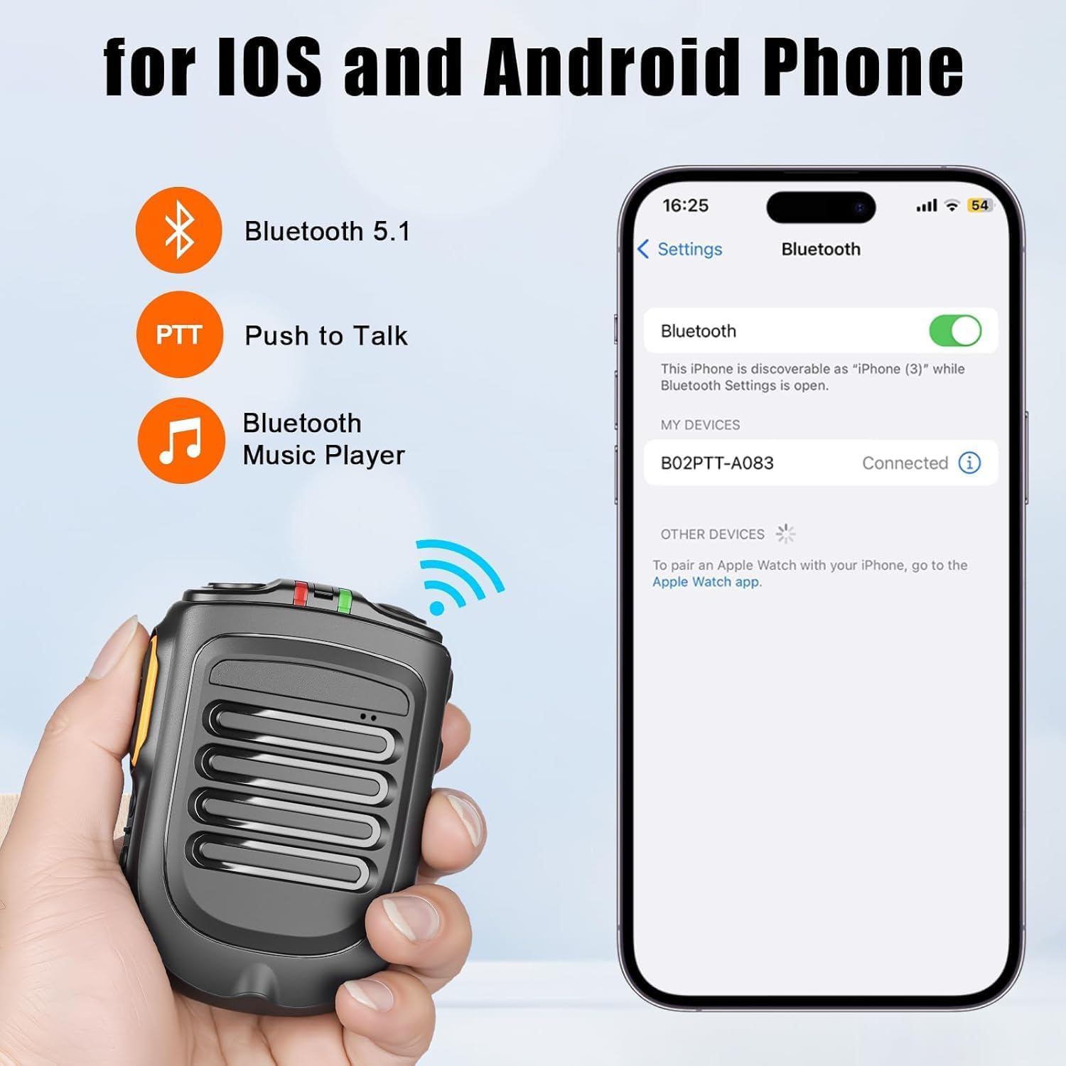 Wireless PTT Microphone iOS Version Bluetooth for Zello ptt Button Mic Speaker for iOS and Android Phone