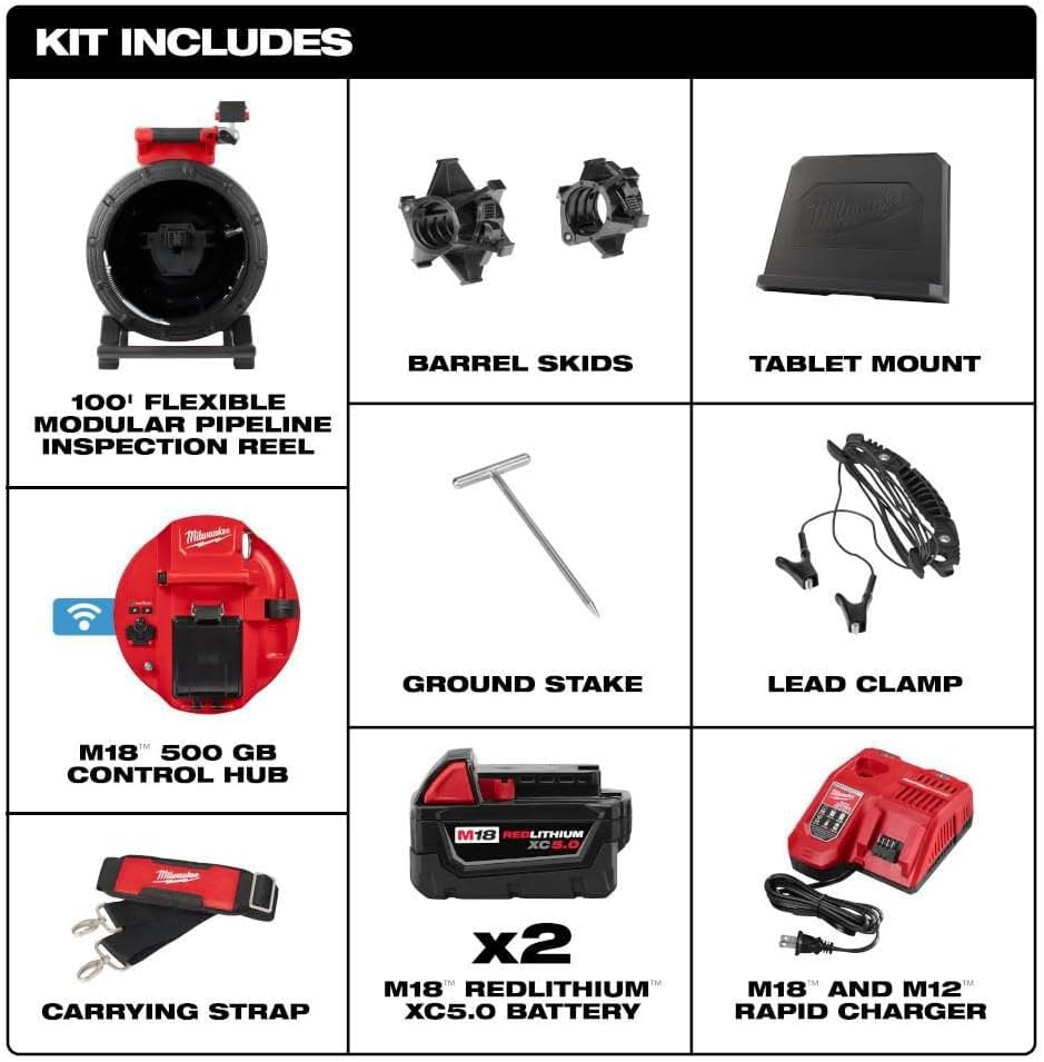 Milwaukee M18 100 Ft. Flexible Modular Pipeline Inspection System Kit