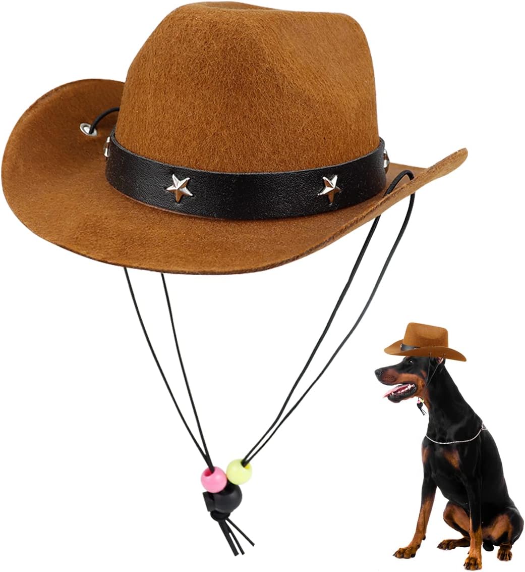 Sombrero Vaquero para Perro Ajustable, Disfraz para Mascotas Pequeñas