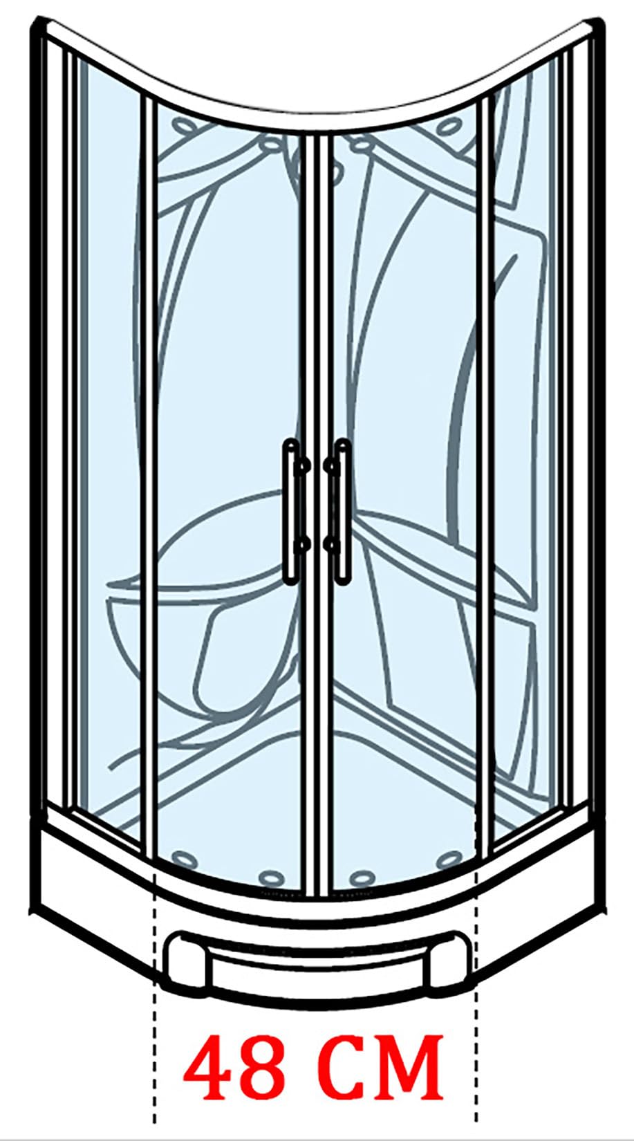 Novellini New Holiday R90 Standard 90 x 90 cm Cabina de ducha multifunción curva redonda 2 puertas correderas y 2 fijas ángulo izquierdo derecho mezclador termostático cristal Aqua perfil blanco