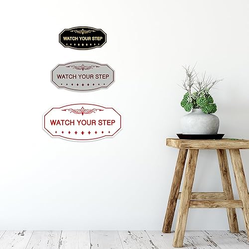 Miniatura 5 de Signs ByLITA Victorian Watch Your Step - Letrero de pared o puerta  Material duradero y fácil instalación  Señalización de seguridad (blanco)