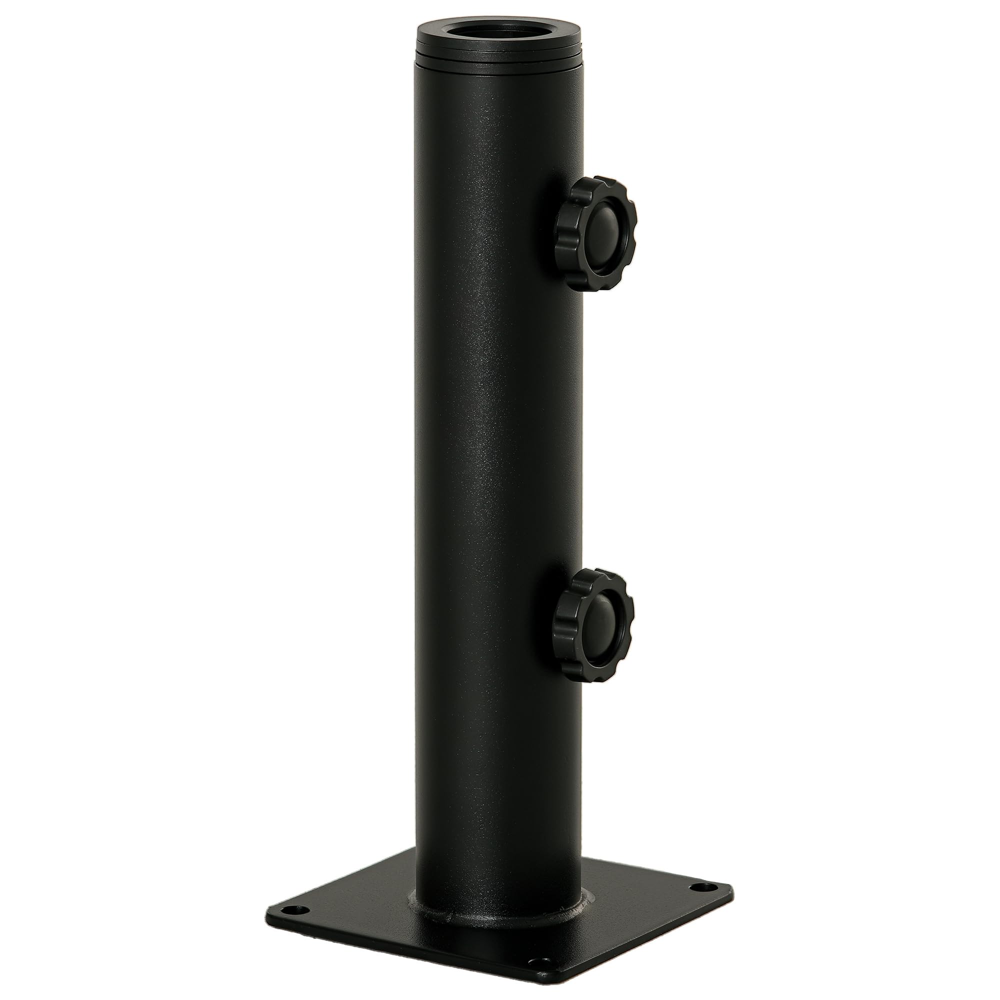 Outsunny Base per Ombrellone, Basamento per Ombrellone in Metallo, per Pali di Ombrelloni da Ø34/38/48 mm, per Patio, Pontile, Giardino e Cortile, Nero