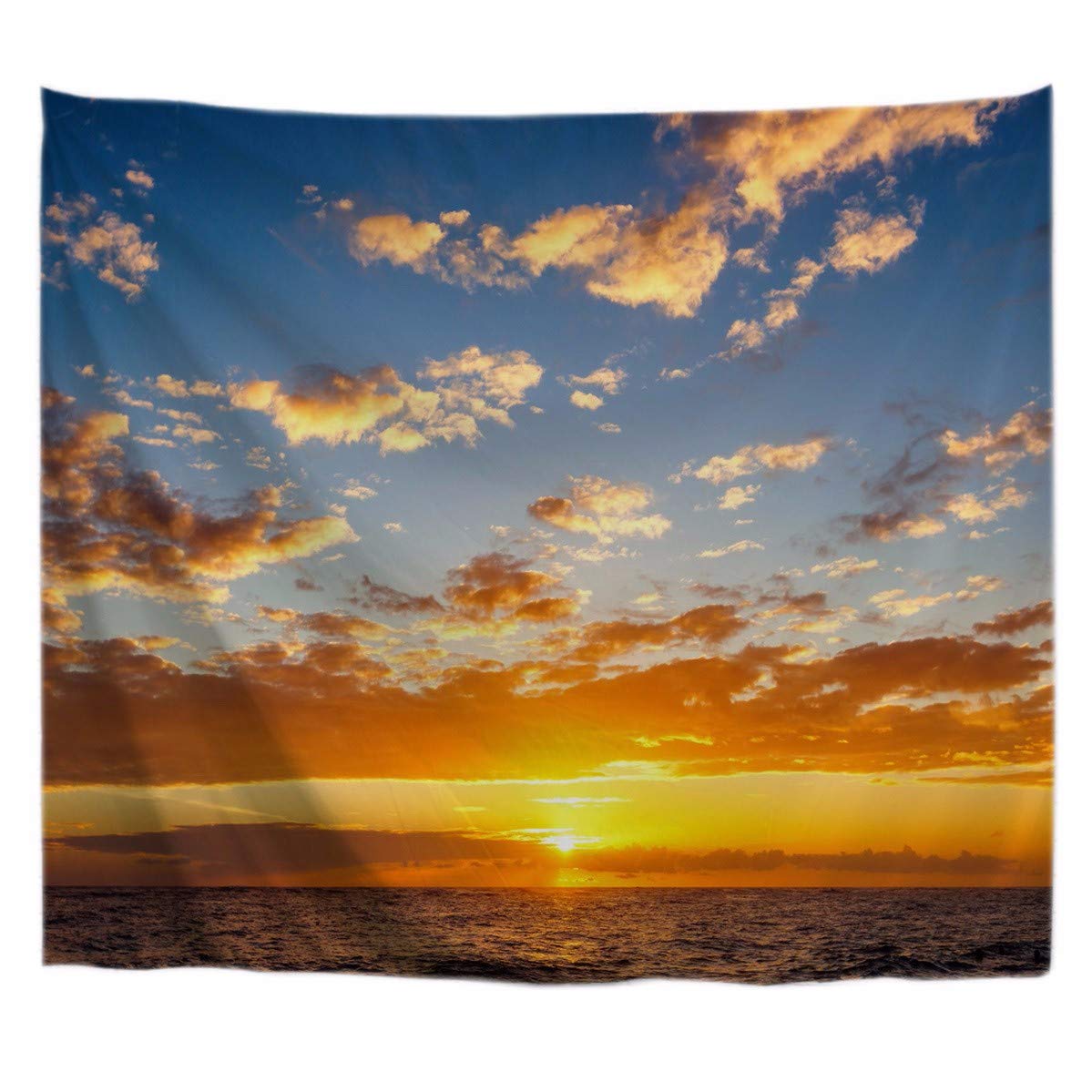 A.Monamour Sunset Time Ocean Sea Sky Cloud Nature Scenery Print Cloth Tapestry Wall Hanging Tapestry Bedspreads Covers For Kids Bedroom 203X153Cm/80 X60