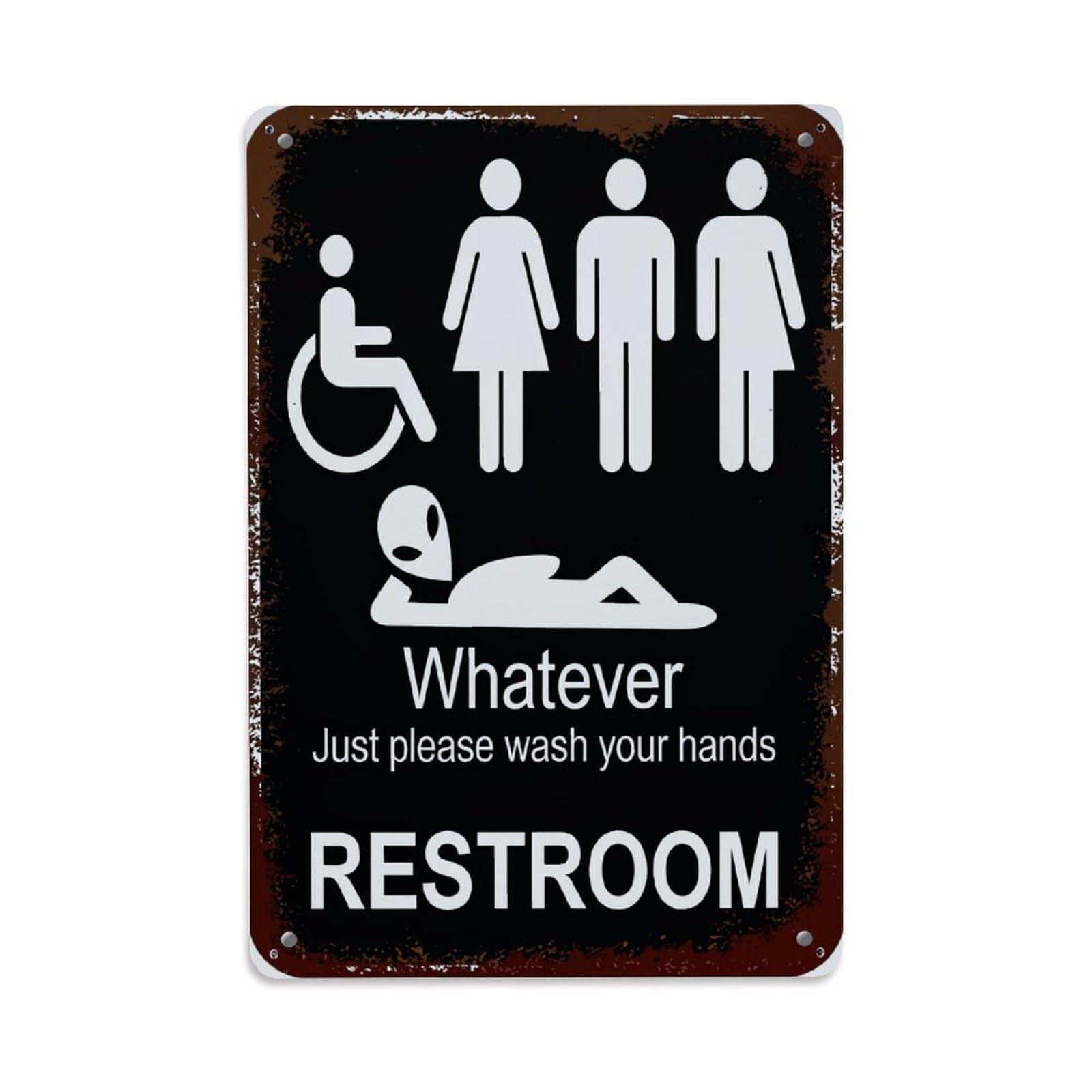 Whatever Restroom Hand Washing Sign Retro Metal Tin Sign, Vintage Metal Poster for home, Gaming Room, Studio Workshop,Bar,Garage Wall Art Decor 8x12 Inch
