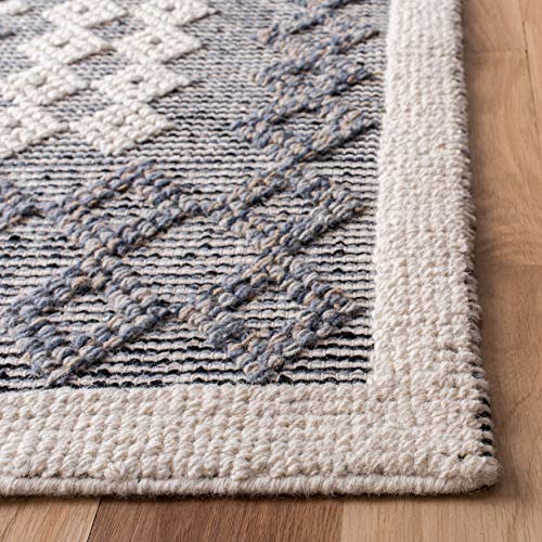 SAFAVIEH Area Rug 8x10 - Natura Collection - Large - Cream & Navy, Handmade Wool, Ideal for Living Room, Bedroom, Dining Space (NAT625N) - Image 4