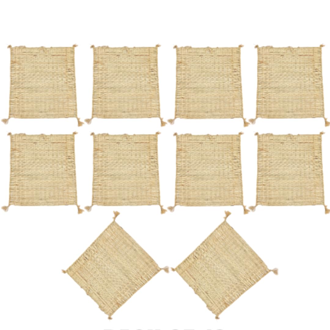 Natural Handmade Original Kusha Grass Aasan for Puja, Yoga, Pranayam, Meditation Pooja Floor Meditation Prayer Sitting Aasan Chatai/Kusha Grass Assan Set of 10-image-44