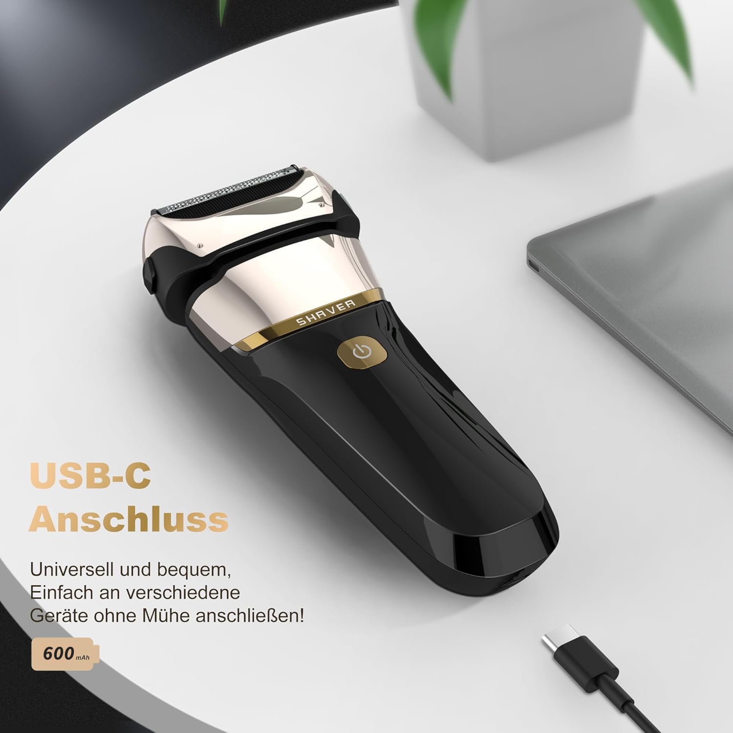Rasierer Herren Elektrisch, 2-in-1 Elektrorasierer Herren Folienrasierer, Hochfrequenz-Vibration für Glatte Haut, Präzisionstrimmer, Ultradünne Folie, IPX7 Wasserdicht, USB-C, 80Min Akku & Reise-Lock