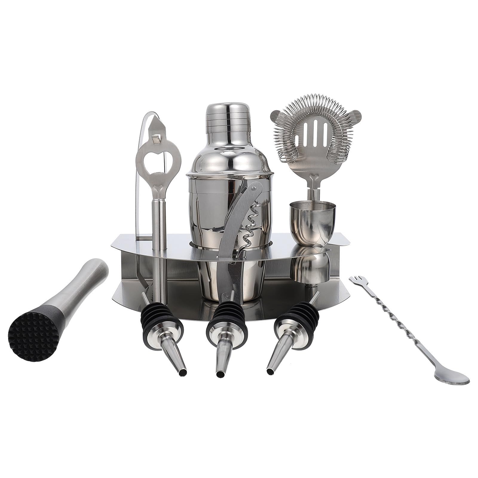 INOOMP Shaker per Cocktail in Acciaio Inox, Kit Barman Completo, Argento, per Bevande e Cocktail, Uso Bar e Casa