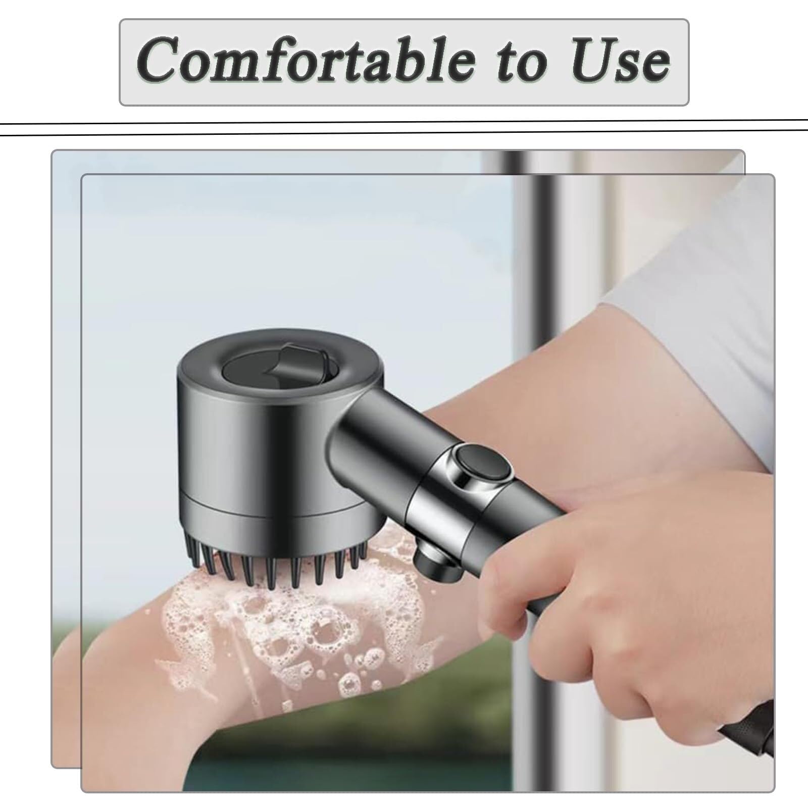 Soffione doccia per la purificazione dell'acqua ad alta pressione: arresto one-touch+vano filtro trasparente | Tubo flessibile da 1,5 m+set di 5 elementi filtranti, base a sgancio rapido intelligente(