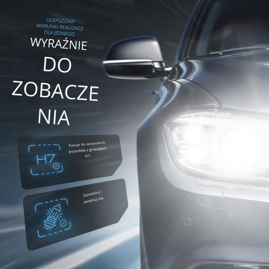 Gread Żarówki halogenowe H7, 2 sztuki, wyjątkowo białe 8500 K, 55 W znak kontrolny E, o wyglądzie ksenonów