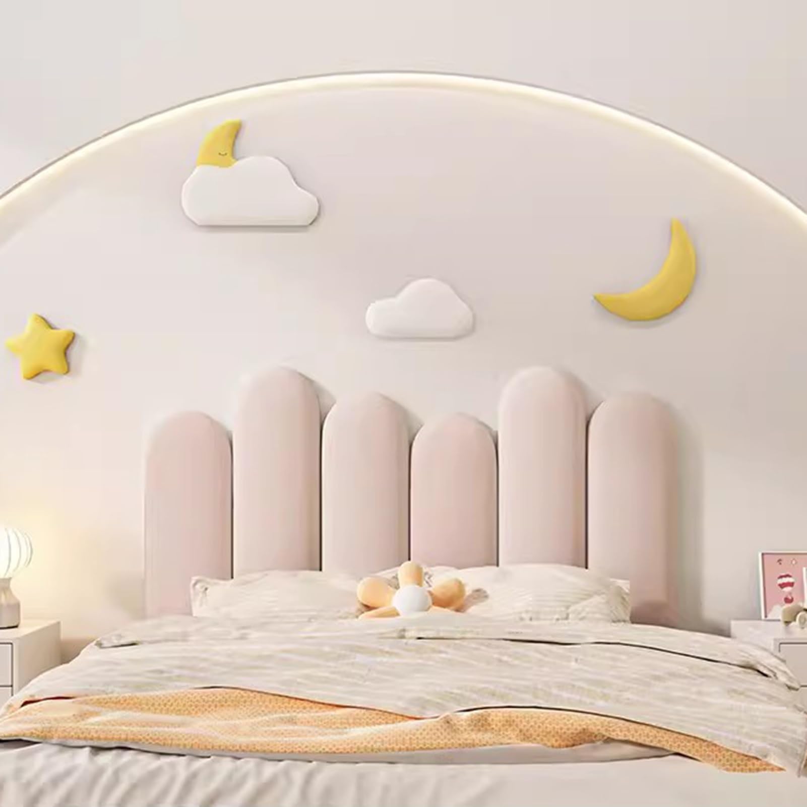 Gleedipre Single/Double Beds Headboards Upholstered wall panels Peel and stick 3D wall sticker Anti-fouling and scratch-resistant Decorative wall panels(Q01,120x55cm)
