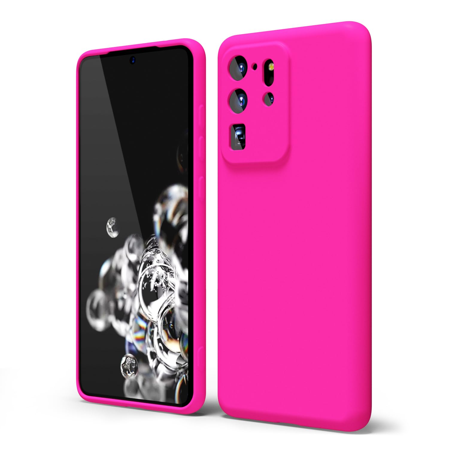 oakxco for Samsung Galaxy S24 Ultra Phone Case Liquid Silicone, Neon Bright Solid Color, Thin Slim Soft Rubber Gel Matte TPU Plain Simple Cover for Women Girl Cute, Hot Pink Fuchsia — view 220