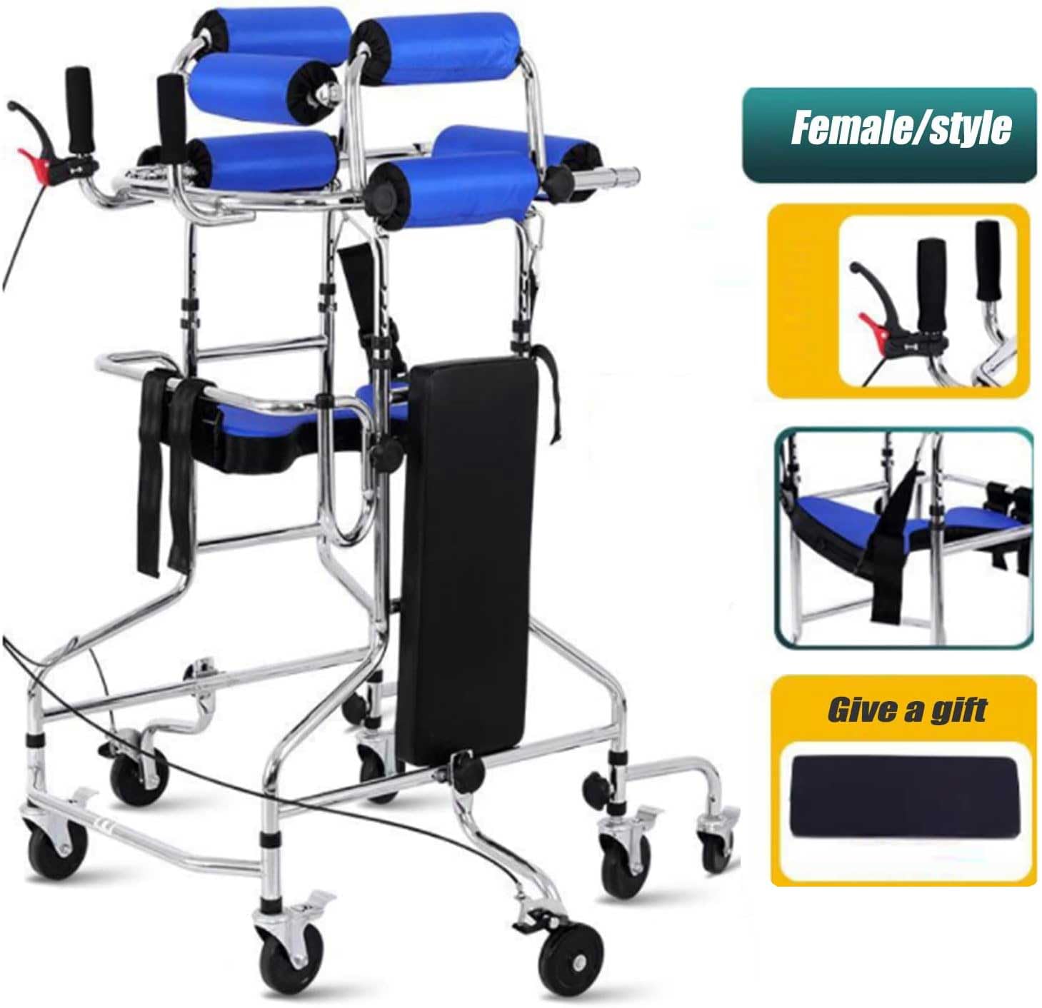 Andador para Ancianos con Freno, Bipedestador de Rehabilitación con 8 Ruedas, Ayuda A La Movilidad para Caminar, Rollator Médico para Ancianos, Discapacitados