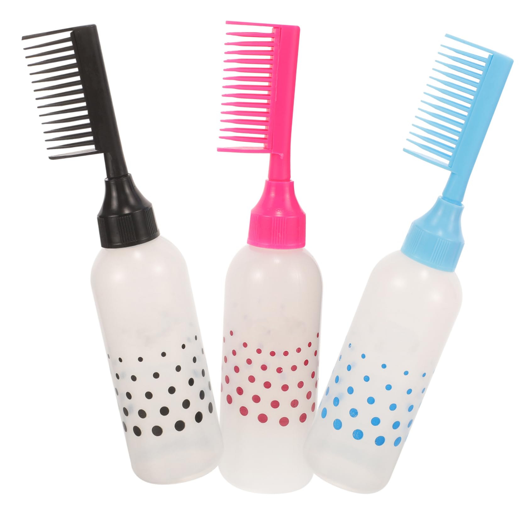 Healeved 3Pcs Hair Dyeing Bottles with Comb Detachable Applicator for Barbershop Home Use Durable Coloring Supplies for Hair Dyeing and Oiling