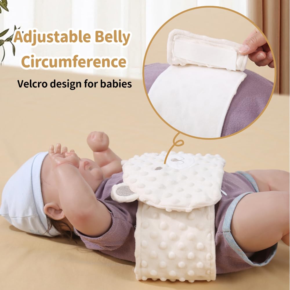 Cinturón anticólico para bebé, Cojín de huesos de cereza, Cinturón anticólico para dolores abdominales y flatulencias, Microondas o Horno, Hipoalergénico y Lavable, Cojín de grano 100% algodón