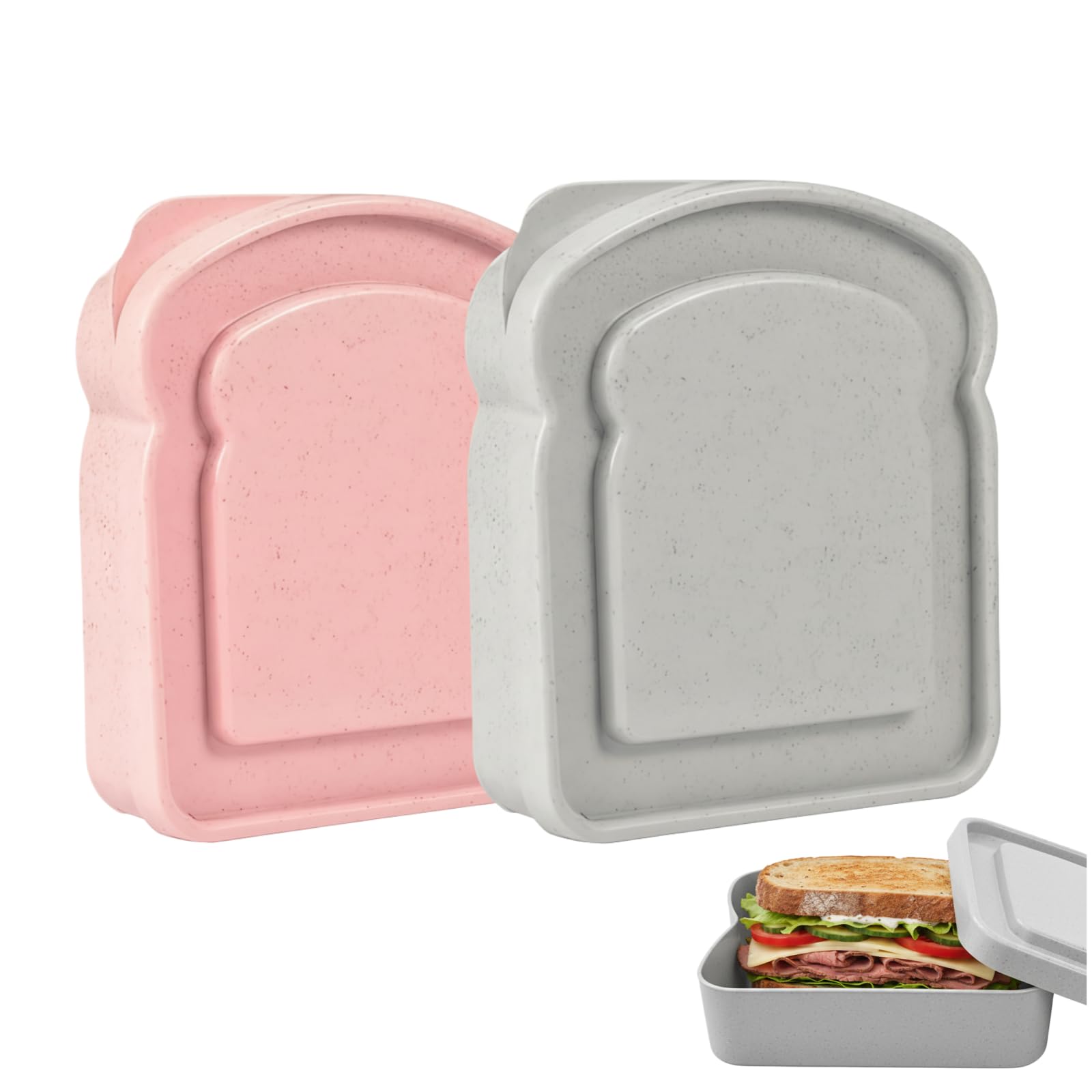 1Pc Random Color Cute Sandwich Containers With Lids, Sandwich Box Food Storage Toast Shape Holder Plastic for Lunch, Sandwich Keeper for Adults Prep Microwave Food Containers