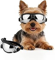 Vista 11 de Gafas de sol para perros de raza mediana a grande, protección ocular anti-UV con correas ajustables, color plateado