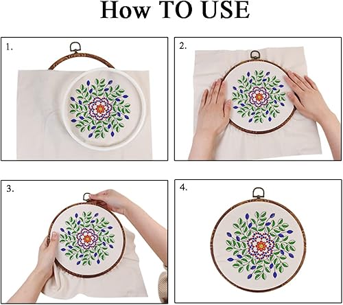 Miniatura 5 de 5 aros redondos de bordado de 8 pulgadas, marco de exhibición de plástico de madera sintética para bordado de punto de cruz, aros redondos,