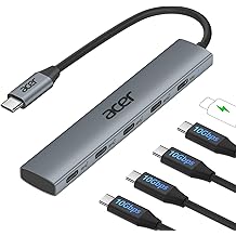 Acer 10 Gbps USB C Hub, USBC Splitter with 4*USB C 3.2 and 100W PD Port, Fast Transfer Type-C Multiport Adapter Compatible with MacBook Pro/M2/M1, iPad, Surface Pro, XPS【No Video Output】
