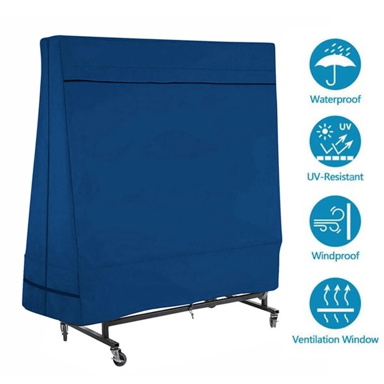 Funda Protectora for Tenis de Mesa Oxford Impermeable, for Exteriores, Resistente a la Lluvia y a los Rayos UV, con Cremallera, 165 x 70 185 cm para Uso Interior y Exterior