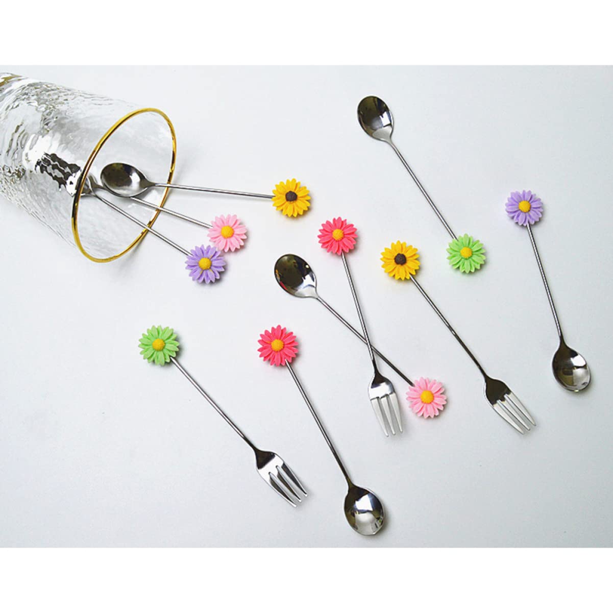 MAGICLULU 3 Pièces Fourchettes à Dessert Fourchettes à Gâteau Accessoires de Fête pour Maison Banquets et Bars Couleur Aléatoire